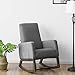 Giantex Upholstered Rocking Chair, Modern High Back Armchair, Comfortable Rocker Fabric Padded Seat Wood Base, Massage Rocking Chair for Nursery (Beige)