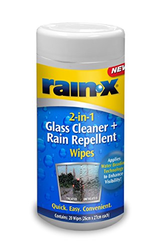 Rain-X 88199WIPE 2-in-1 Glass Cleaner and Rain Repellent Wipes, 20 wipes 88199WIPE