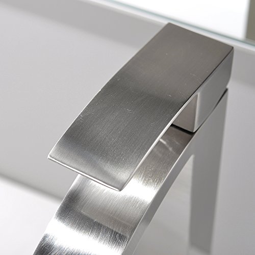 VCCUCINE Contemporary Modern Brushed Nickel Tall Single Handle Bathroom Vessel Sink Faucet, Laundry Stainless Steel Sink Faucet With Two 3/8" Hoses - Thumbnail 4