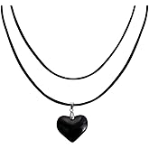 Chunky Heart Choker Necklace Y2K Layered Chunky Puffy Heart Choker Black Velvet Rope Love Heart Necklace Pendant for Women Fashion Jewelry Gifts