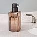 mDesign Glass Refillable Foaming Hand Soap Dispenser Modern Square Pump Bottle for Bathroom Vanities or Kitchen Sink, Countertops - 2 Pack - Sand Brown/Bronze