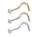 Ruifan 3PCS 20G Surgical Steel Clear 2mm Diamond Cubic Zirconia Crystal Nose Twist Screw Ring Piercing Jewelry - (Silver + Gold + Rose Gold)