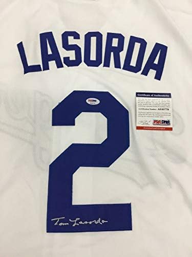 Tommy Lasorda Dodgers Autographed Signed Jersey With 81 & 88 W.S Patch PSA/DNA Ae45779