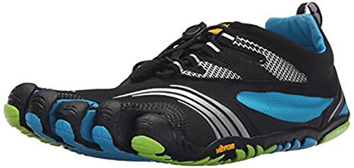 Vibram FiveFingers Men's KMD Sport LS Barefoot Shoes Black / Blue / Green 44 and Premium Toesock Bundle