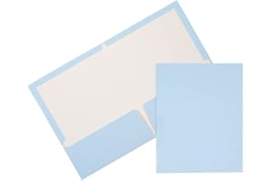 JAM PAPER Laminated Two Pocket Glossy School Folders - Letter Size - High Gloss Baby Blue - Bulk 25/Pack