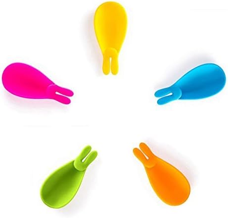 Naranqa Adorable Cute Bunny Tea Bag Holder and Resting Caddy Spoon Rest Set of 5, Assorted Color, Best Gift for Home and Office