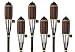 Brown Weave Bamboo Torches; Decorative Torches; Fiberglass Wicks; Extra-Large (16oz) Metal Canisters for Longer Lasting Burn; Stands 59" Tall (6 Pack)