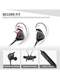Auriculares deportivos a prueba de sudor con Bluetooth KindaiYi mejor inalámbricos en auriculares con micrófono IPX4 impermeables inalámbricos con cancelación de ruido para gimnasio, entrenamiento, 10 horas de tiempo de reproducción