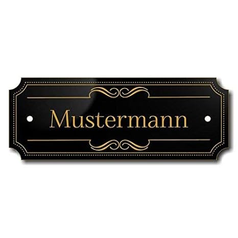 Türschild, Briefkastenschild, Klingelschild, 70-300-014-SG, Acryl, Oberfläche schwarz glänzend, Gravur Gold, individuell anpa