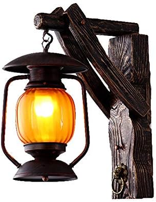 DEPAOSHJ E27 Light Source Garden Retro Solid Wood Wall Lamp Horse Light Two-piece Personality Creative Cafe Decoration Wall Lamp Solid Wood Wrought Iron Lamp Study Antique Wall Lamp (Color : 1 pack)