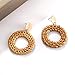 CEALXHENY Rattan Earrings for Women Handmade Straw Wicker Braid Drop Dangle Earrings Lightweight Geometric Statement Earrings for Girls (A Round)
