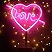 Cupid Heart Neon Light Signs Love Neon Lights with Base, XIYUNTE Battery and USB Powered Night Light up Pink Neon Signs for Kids Bedroom Decoration
