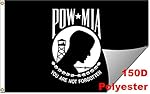 G128 - POW/MIA Black Flag You Are Not Forgotten Prisoner of War Polyester Flag 3x5 Ft Printed Brass Grommets 150D Polyester Indoor/Outdoor - Much Thicker and More Durable than 100D and 75D Polyester