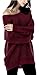 ARJOSA Women's Fall Sweaters Pullover Oversized Crew Neck Long Sleeve Knit Sweater Tunic Tops (Large, Wine Red)
