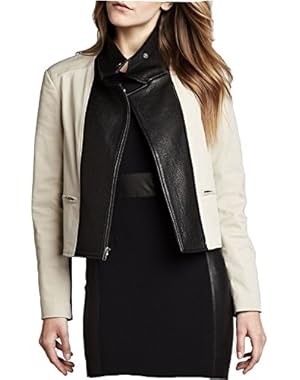 Theory Velea Leather Panel Jacket in Oak/Black - Size Medium