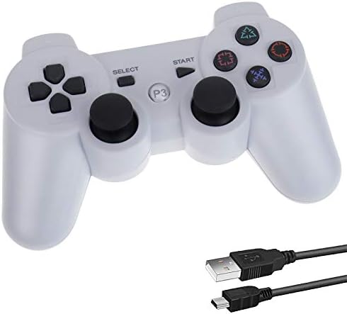 Diestord Ps3 コントローラー Bluetooth ワイヤレス ゲームパッド Usb ケーブル 振動機能 White