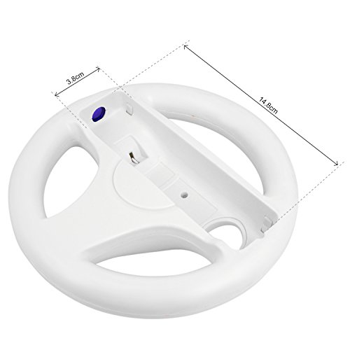 GamesBunds-Mario-Kart-Steering-Wheels-2pcs-White-Racing-Wheel-with-Wii-Wheel-Wii-Mario-Kart-Game-Remote-controller-Accessories-Driving-Wheel-for-Mario-Kart-Tank-more-Wii-U-or-Wii-games