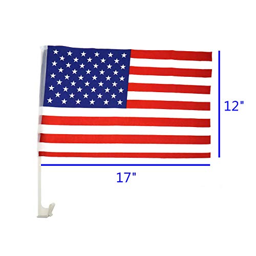 TSY TOOL 12 Pack US American Patriotic Decoration Car Window Clip USA Flag 17" x 12" Clip onto Car Window - Pack of 12 - Thumbnail 2