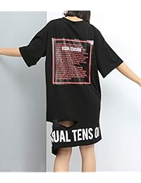 ELLAZHU GY1781 A - Camiseta de verano para mujer, diseño con letra impresa, color negro, Suave, talla única