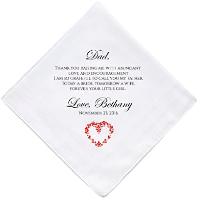 Father of the Bride Personalised Handkerchief Wedding Gift Keepsake Hankie Fa...