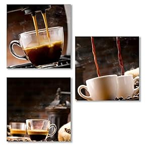 3 Piece Canvas Wall Art for Living Room, Bedroom The Aroma of Coffee Canvas Prints for Home Decoration Ready to Hang - 12"x12"x3 Panels