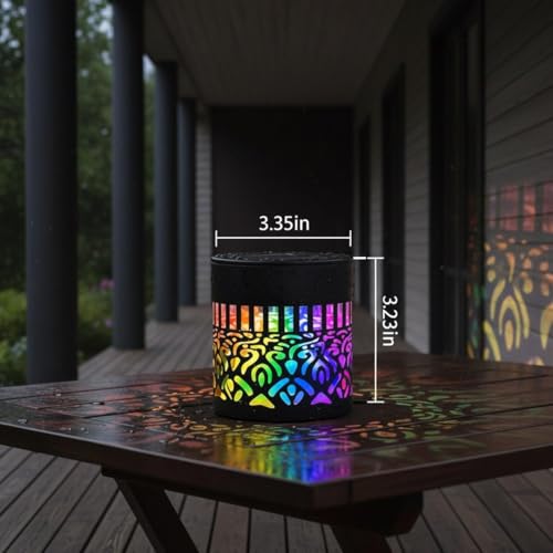 Solar Mandala Lights, Seven-Color Changing Solar Mandala Projector Light, Mandala Pattern Solar Wall Light, Outdoor Waterproof Metal Fence Lights for Yard Garden Post Patio Backyard Decor (4Pcs)