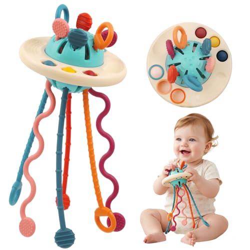 Fyxttalor Kids Toys 1 Year Old, Montessori Sensory Toy for Baby 12-18 Months+ UFO Drag Toys, Fine Motor Educational Toy, Gift for Boys and Girls