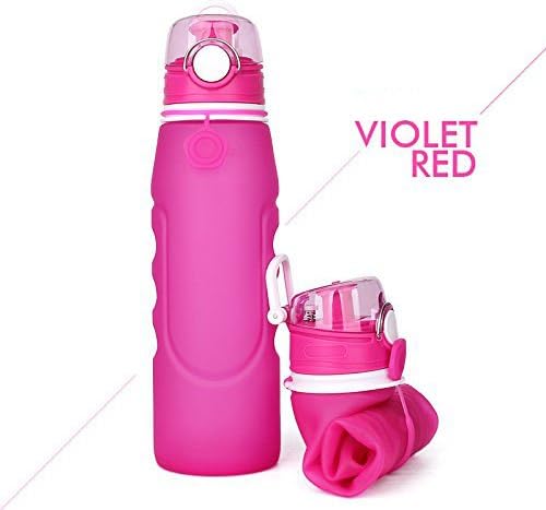 Quner Collapsible Water Bottle Leak Proof Twist Cap BPA Free FDA Approved Silicone Foldable Sports Bottle for Running, Hiking, Camping, Cycling and Traveling, 750ml