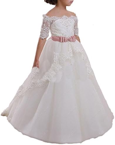 Lisa Lace Half-Sleeve Flower Girl Dress 2017 Holy First Communion Dress