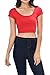 Womens Trendy Solid Color Basic Scooped Neck and Back Crop Top Red Small