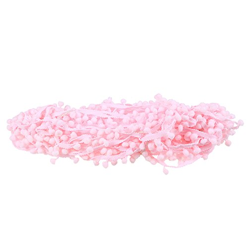 Yalulu 10 Yards Pom Pom Trim Ball Fringe Ribbon Tassel DIY Sewing Accessory Lace For Home Party Decoration (Pink)
