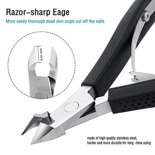 Cuticle Cutter Cuticle Nippers - BUVE Non-slip Cuticle Trimmer Clipper Professional Stainless Steel Cuticle Remover Scissors Pedicure Manicure Tools for Fingernails Toenails (Cuticle nipper, black)