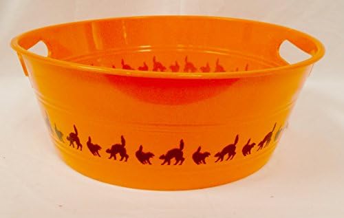 Orange Black Cats Plastic Tub Halloween 12' NWT Lot 2
