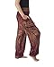 Lannaclothesdesign Women's Smocked Waist Boho Flowy Yoga Harem Pants (S, Burgundy)