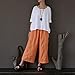 Aeneontrue Women's Casual Linen Wide Leg Pants Trousers with Elastic Waist (Large, Style2_Orange)