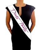 “Dirty Thirty” White and Pink Glitter Satin Sash – Happy 30th Birthday Party Supplies, Ideas and Decorations - Funny Birthday