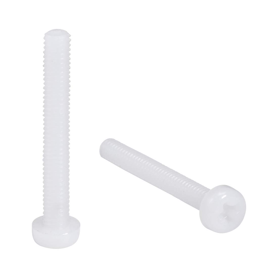 sourcing map M4x30mm Threaded Nylon Phillips Cross Pan Head Machine Screws Bolts White 50Pcs