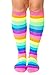 Sidecca Women's Knee High Neon Rainbow Athletic Stripe Socks (One Size, Rainbow)