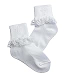 Lauren Madison Baby girl Christening Baptism Christening Socks Cross Appliques, White, Small