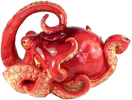 Blue Sky Clayworks Octopus Shaped Ceramic Teapot 10" L (Red)