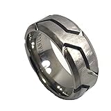 9mm Titanium Matt Rugged Finish Groove Pattern Wedding Band Ring For Him or Her