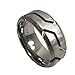 9mm Titanium Matt Rugged Finish Groove Pattern Wedding Band Ring For Him or Her
