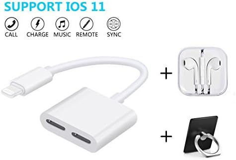ZHUIMENG(2017 Upgrade) iPhone 7/8/X Headphone Adapter &amp; Splitter, 2 in 1 Dual Lightning Headphone Audio &amp; Charge Adapter for iPhone 7 / 7 Plus,iPhone X/8/8 Plus.SUPPORT iOS 11