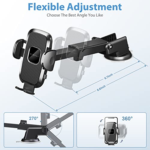 EYEMAY 2022 Upgraded Car Phone Holder Mount - [ Bumpy Roads Friendly ] Phone Mount for Car Dashboard Windshield Air Vent 3 in 1, Hand Free Mount for iPhone 14 13 12 Pro Max Samsung All Cell Phones