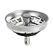 Highcraft 9754JO Stainless Steel Kitchen Sink Strainer Basket-Replacement for Standard Drains (3-1/2 Inch) -Ball-Lock Rubber Stopper, 3-1/2