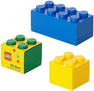LEGO Mini Storage Bricks Bundle: Blue Mini Box 8, Green Mini Box 4, &amp; Yellow Mini Box 4 - Bundle of 3 Items