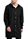 COOFANDY Men's Lightweight Waterproof Rain Jacket Packable Hooded Long Raincoat Windbreaker Jackets