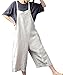 Yesno P21 Women Rompers Cropped Pants Trousers 100% Linen Casual Wide Leg Low Crotch Loose Fit,Beige,L (US12-US14)