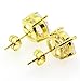 Mens Gold Tone Square Cz Basket Set Princess Cut Clear Stud Earrings 7mm