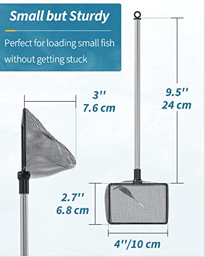 Pawfly 4 Inch Aquarium Fish Net With Telescopic Stainless Steel Handle